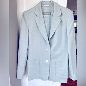 Max Mara classic sky blue blazer, size 8, good condition, 50% wool, 30% silk